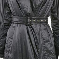 Moncler Black Nylon Open Front Quilted Down Jacket XS