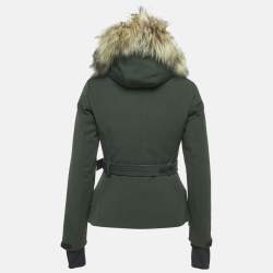 Moncler Grenoble Green Nylon and Detachable Fur Hooded Down Jacket XS
