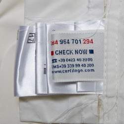 Pre Owned Moncler Off-White Synthetic Zip-Up Hooded Jacket S