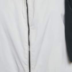 Pre Owned Moncler Off-White Synthetic Zip-Up Hooded Jacket S