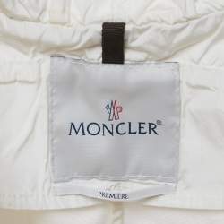 Pre Owned Moncler Off-White Synthetic Zip-Up Hooded Jacket S
