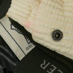 Moncler Cream/Black Nylon Zip-Up Hooded Arcalis Down Jacket S