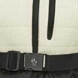 Moncler Cream/Black Nylon Zip-Up Hooded Arcalis Down Jacket S