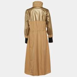 Moncler Brown Polyamide Bronze Long Coat XS