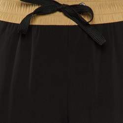 Pre Owned Moncler Black Crepe Logo Striped Crepe Track Trousers M