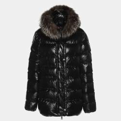 Moncler Black Nylon Fox Fur Trimmed Hood Down Jacket XXL