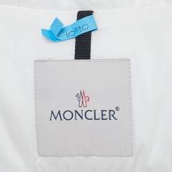 Moncler White Nylon Laichefur Hooded Down Jacket S