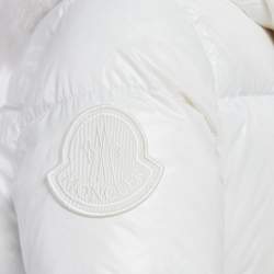 Moncler White Nylon Laichefur Hooded Down Jacket S