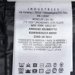 Pre Owned Moncler Navy Blue Quilted Armoise Fur Lined Hooded Down Jacket S