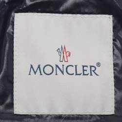 Pre Owned Moncler Navy Blue Quilted Armoise Fur Lined Hooded Down Jacket S