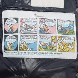 Pre Owned Moncler Navy Blue Quilted Armoise Fur Lined Hooded Down Jacket S