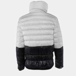 Pre Owned Moncler Cream/Black Nylon Down Quilted Jacket M