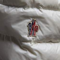 Pre Owned Moncler Cream/Black Nylon Down Quilted Jacket M