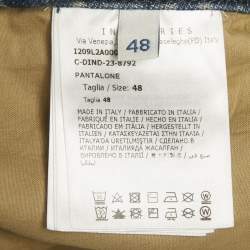 Pre Owned Moncler Blue Raw Edge Denim Wide-Leg Jeans L Waist 36"