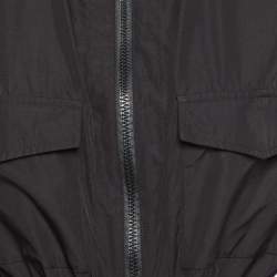 Pre Owned Moncler Black Taffetta Belted Shirt Dress L