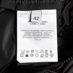 Pre Owned Moncler Black Taffetta Belted Shirt Dress L