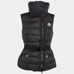 Pre Owned Moncler Black Polyester Sleeveless Jacket S
