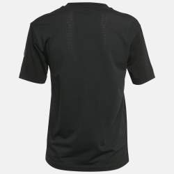 Pre Owned Moncler Black Logo Applique Jersey Crewneck T-Shirt S