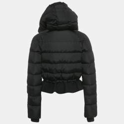 Pre Owned Moncler Black Nylon Puffer Down Hooded Jacket S
