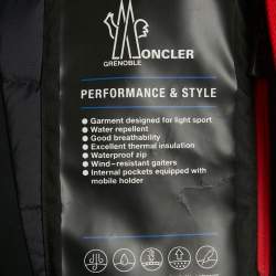 Pre Owned Moncler Grenoble Red Synthetic Fur Trim Short Down Jacket XXL