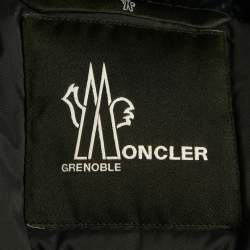 Pre Owned Moncler Grenoble Red Synthetic Fur Trim Short Down Jacket XXL