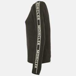Pre Owned Moncler Black Rib Knit Crew Neck Sweater S