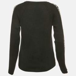 Pre Owned Moncler Black Rib Knit Crew Neck Sweater S