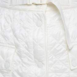 Pre Owned Moncler White Nylon Quilted A-Line Mini Skirt M