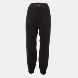 Pre Owned Moncler Black Crepe Track Pants XS