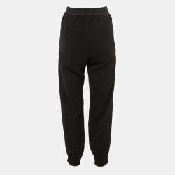 Pre Owned Moncler Black Crepe Track Pants XS