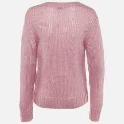 Pre Owned Moncler Pink Mohair Knit Crew Neck Sweater M