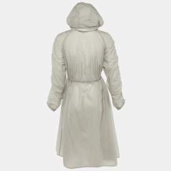 Pre Owned Moncler Grey Nylon Potet Long Parka XS