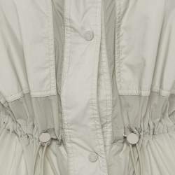 Pre Owned Moncler Grey Nylon Potet Long Parka XS