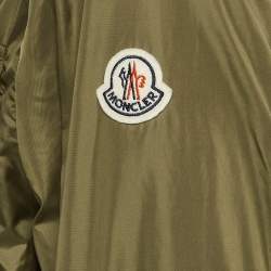 Pre Owned Moncler Olive Green Nylon Logo Patch Agde Jacket S