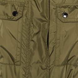 Pre Owned Moncler Olive Green Nylon Logo Patch Agde Jacket S