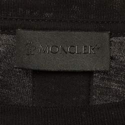 Pre Owned Moncler Black Cotton Logo Striped Crew Neck T-Shirt S