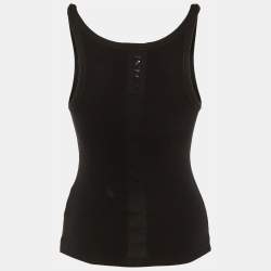 Pre Owned Moncler Black Rib Knit Tank Top S