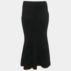 Pre Owned Moncler Black Knit Gonna Tricot Midi Skirt S