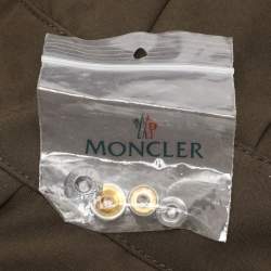 Pre Owned Moncler Green Gabardine and Boucle Sieck Down Jacket S