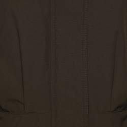 Pre Owned Moncler Green Gabardine and Boucle Sieck Down Jacket S