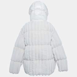 Pre Owned جاكيت مونكلير مبطن من النايلون باللون الأصفر مع غطاء للرأس، مقاس M