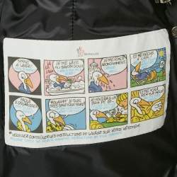 مملوكة مسبقًا Moncler Black Fur Trim Nylon Down Coat S