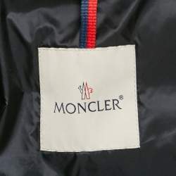 مملوكة مسبقًا Moncler Black Fur Trim Nylon Down Coat S