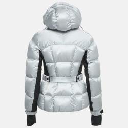 Pre Owned Moncler Silver Synthetic Down Ski Jacket M
