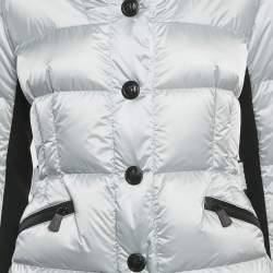Pre Owned Moncler Silver Synthetic Down Ski Jacket M