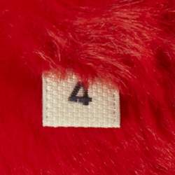 مملوكة مسبقًا Moncler Red/Blue Logo Print Faux Fur and Nylon Puffer Jacket L