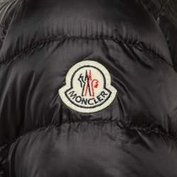 Pre Owned Moncler Black Embellished Trim Nylon Puffer Down Jacket L
