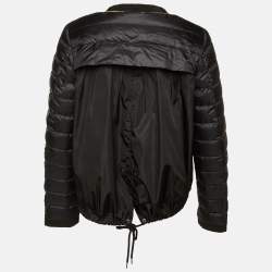 Pre Owned Moncler Black Embellished Trim Nylon Puffer Down Jacket L