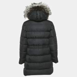 Pre Owned Moncler Black Sherlyn Trim Nylon Aphroti Long Down Jacket M