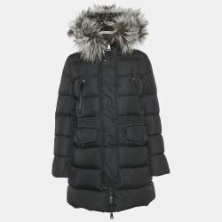 Pre Owned Moncler Black Sherlyn Trim Nylon Aphroti Long Down Jacket M